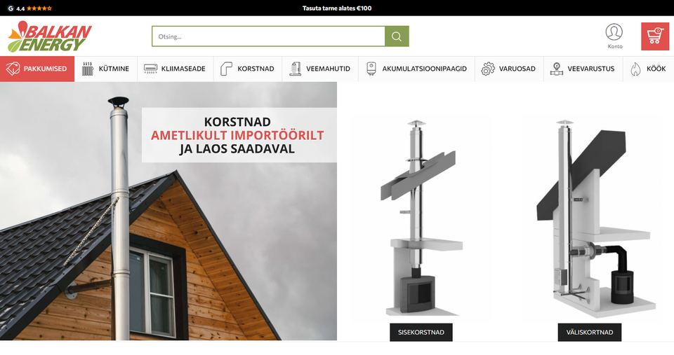 Estonia online store balkanenergy.ee homepage