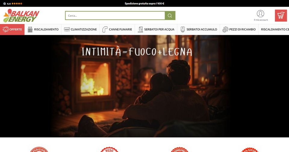 Italy online store balkanenergy.it homepage