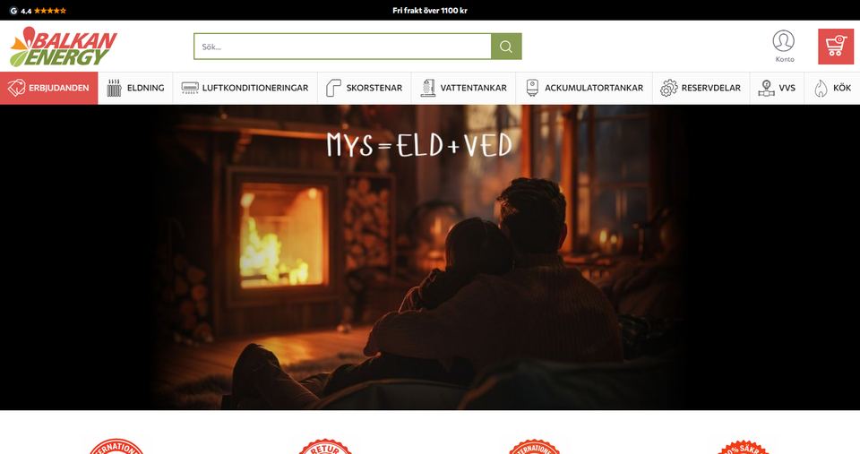 Sweden online store balkanenergy.se homepage