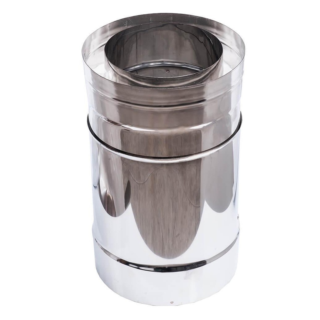 Burlan liniar telescopic, Perete dublu, Inox AISI 304, Drept, Izolat, Lungime 30 - 50cm, Φ200-250