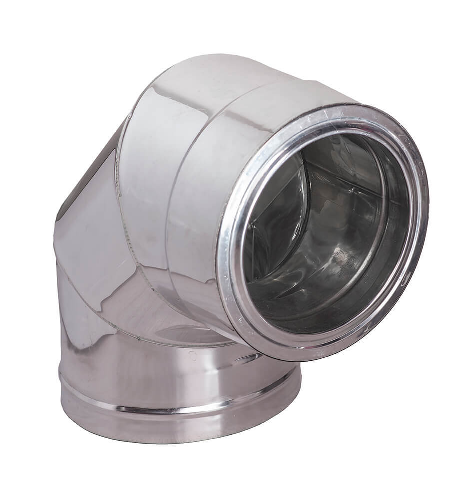 Cot Burlan Pentru Sobe Perete Dublu 90°, Inox AISI 304, Izolat Ф200-250