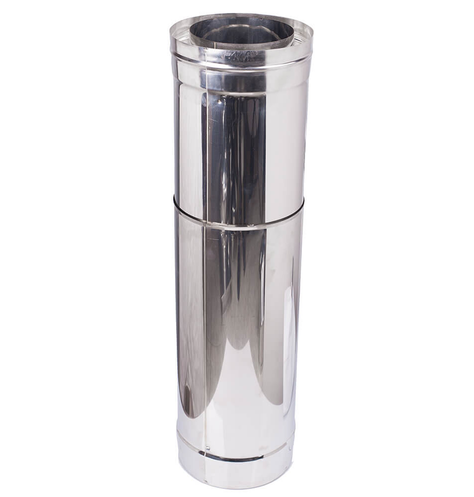 Telescopic twin wall flue pipe, Stainless steel AISI 304, Straight, Insulated, Length 51 - 90cm, Φ100-150