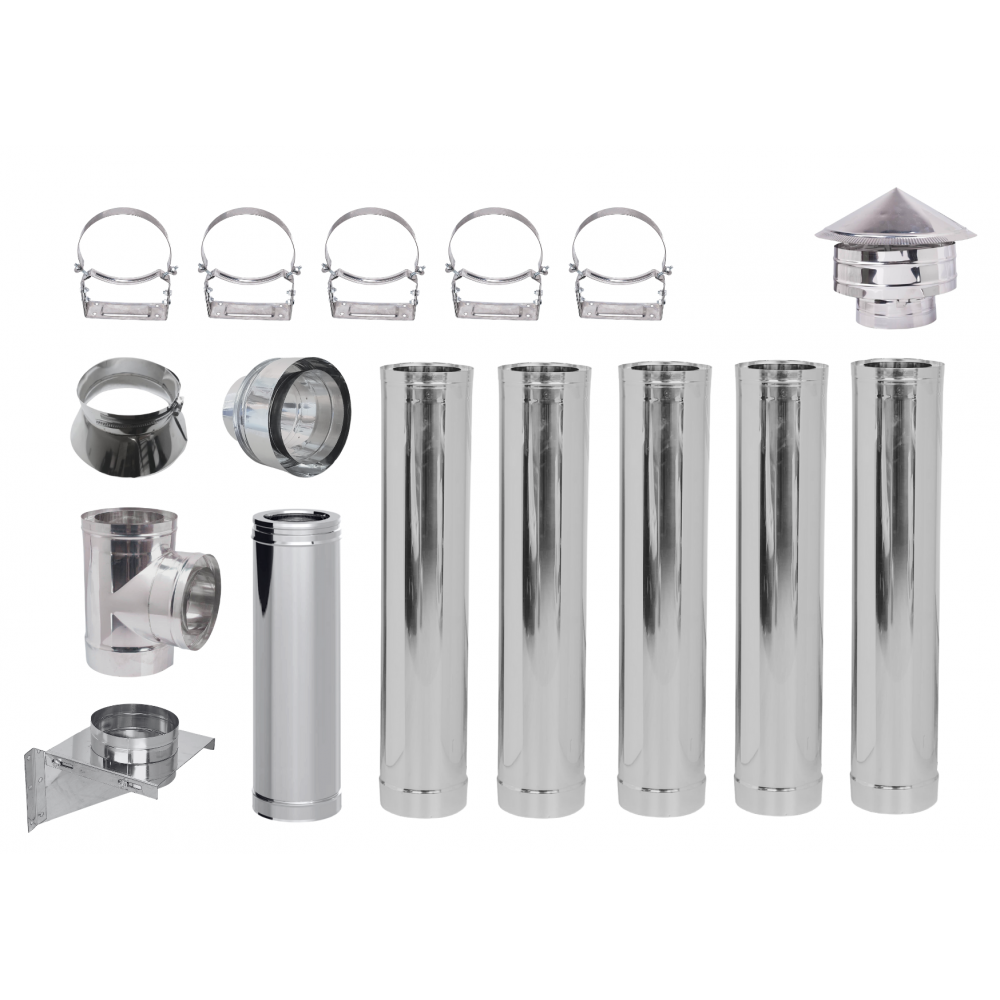 Kit Cos Fum Pentru Sobe Peleti, Izolat, Diametro Ф100 (diametru intern), 6.7m