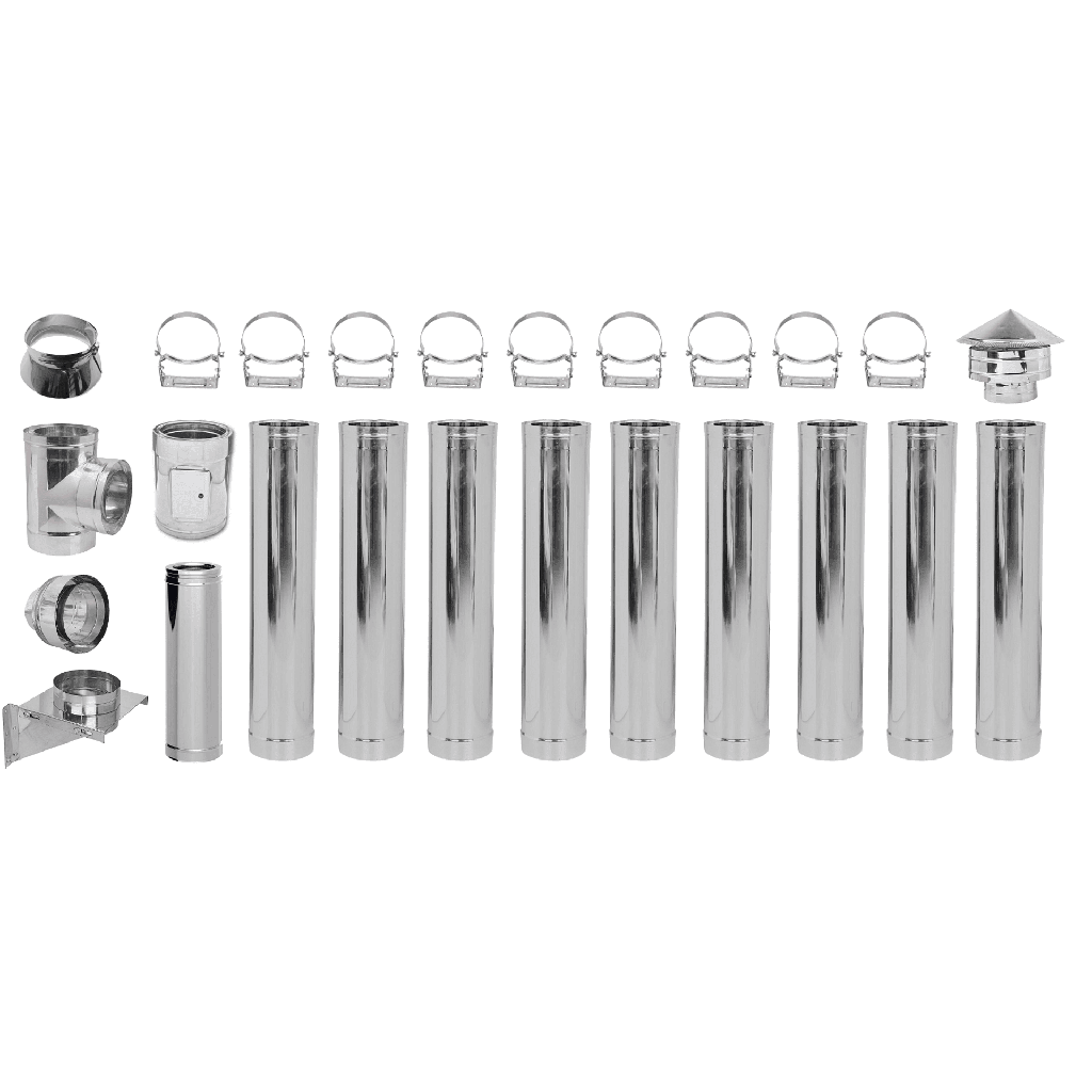 Flue kit Stainless steel Insulated Ф200 (inner diameter), 10.7m