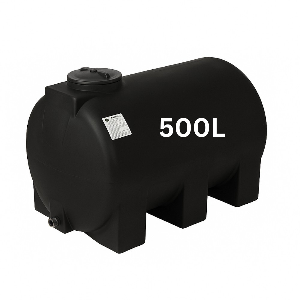 Drinking water storage tank MAVIL, cylindrical horizontal 500 L (black)