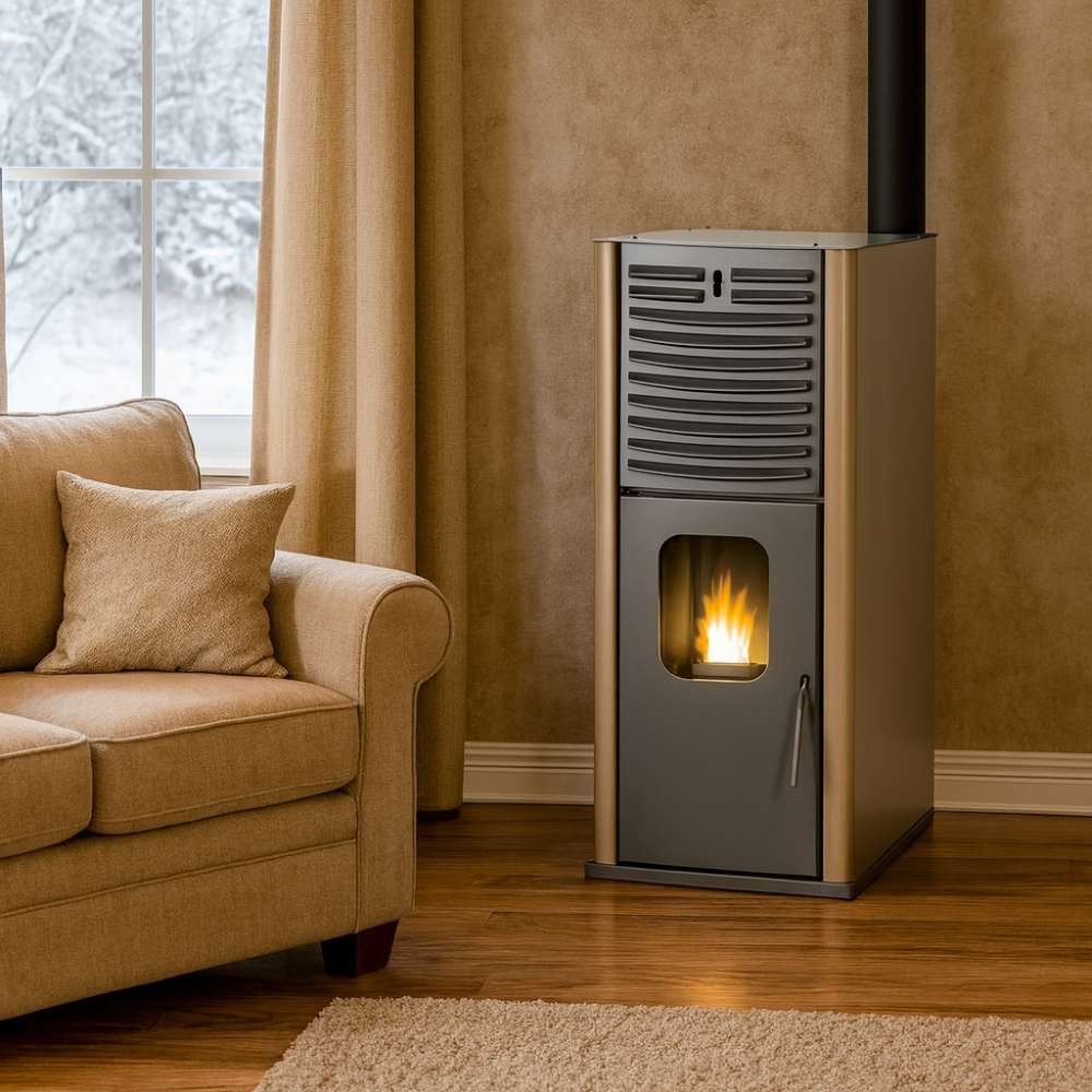 Pellet stove with back boiler Mytherm IOLI TS 18 beige, 18kW