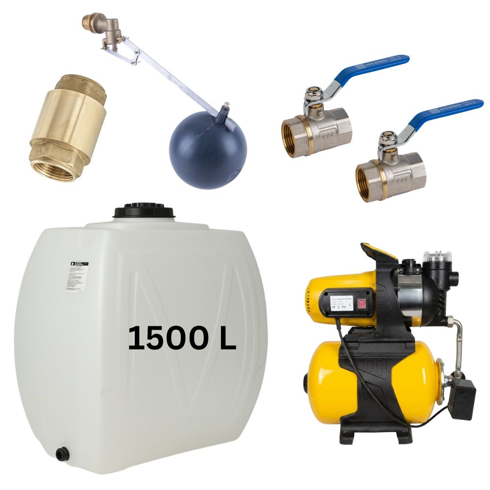 Сет „Питейна вода 1500L“ с резервоар за вода Narrow Mavil (бял) и хидрофор HydroMoby