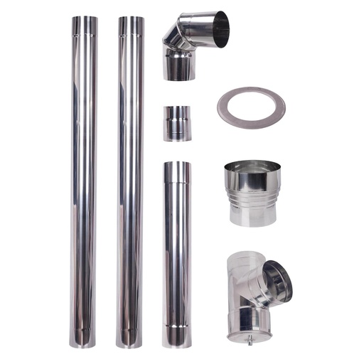 [05.420.001] Flue kit for pellet stove, Stainless steel AISI 304, 80-130mm 