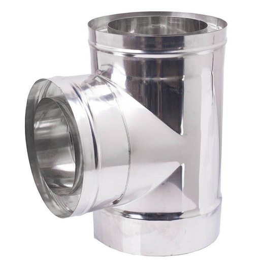 [05.416.001] Chimney twin wall tee with cap 90°, Insulation, Stainless steel AISI 304, Φ80-130 - Φ450-500
