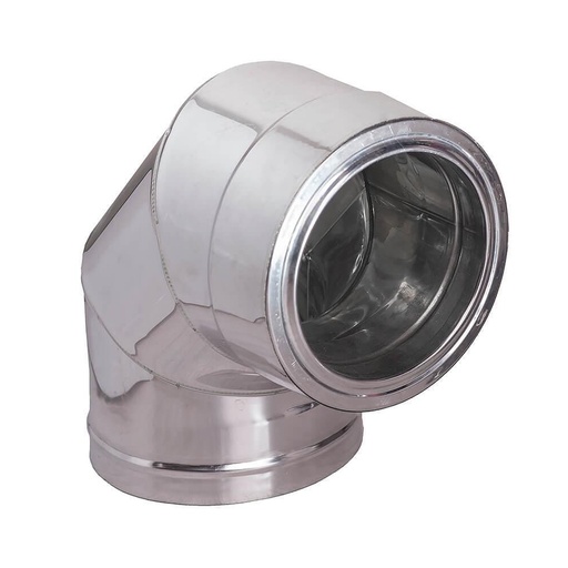 [05.415.007] Twin wall stove pipe elbow 90°, Stainless steel AISI 304, Insulation Ф130-180
