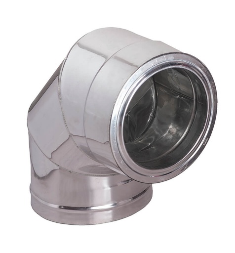[05.415.008] Twin wall stove pipe elbow 90°, Stainless steel AISI 304, Insulation Ф150-200