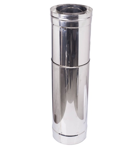 [05.418.046] Telescopic twin wall flue pipe, Stainless steel AISI 304, Straight, Insulated, Length 51 - 90cm, Φ100-150