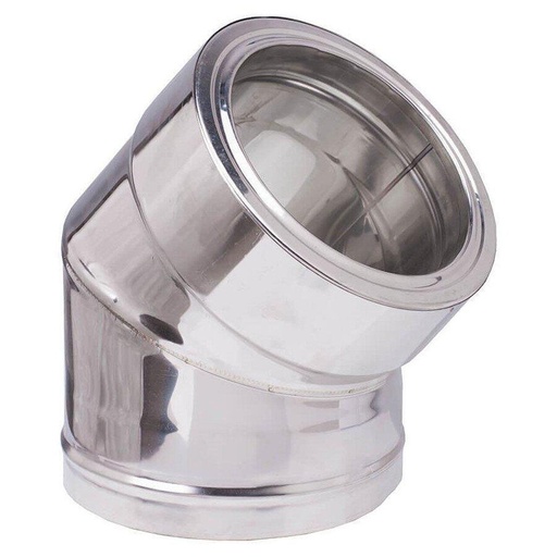 [05.415.011] Twin wall stove pipe elbow 45°, Stainless steel AISI 304, Insulation, Φ80-130 - Φ450-500