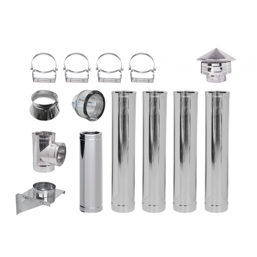 [05.420.013] Flue kit for pellet stove, Stainless steel, Insulated, Ф100 (inner diameter), 5.7m