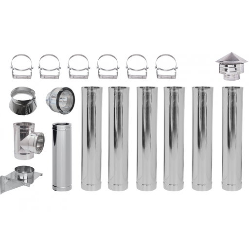 [05.420.015] Flue kit for pellet stove, Stainless steel, Insulated, Ф100 (inner diameter), 7.7m