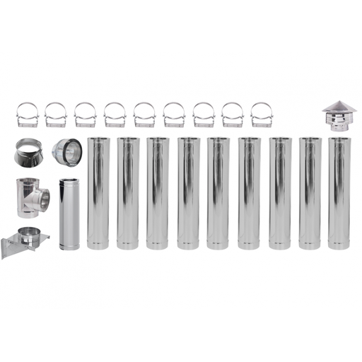 [05.420.018] Flue kit for pellet stove, Stainless steel, Insulated, Ф100 (inner diameter), 10.7m