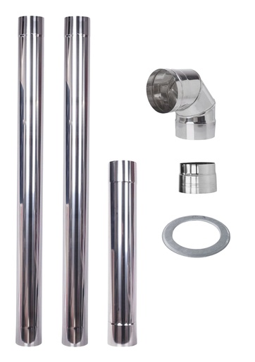 [05.420.086] Flue kit for wood burning stove, Stainless steel AISI 304, Ф130-Ф150