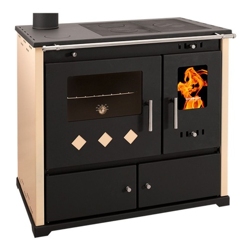 [08.428.175] Wood cooker stove Prometey Perfect Practik Lux, ivory, left flue, 9.5kW