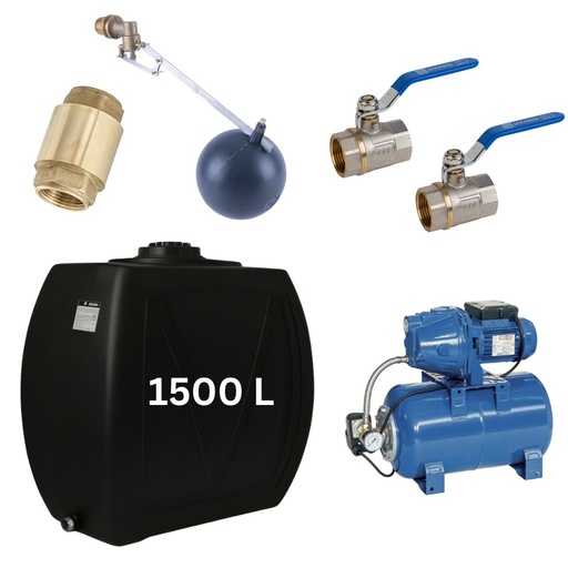 [07.359.171] Kit „Drinking water 1500L“ with water tank Narrow Mavil (black) and hydrophore pump Speroni