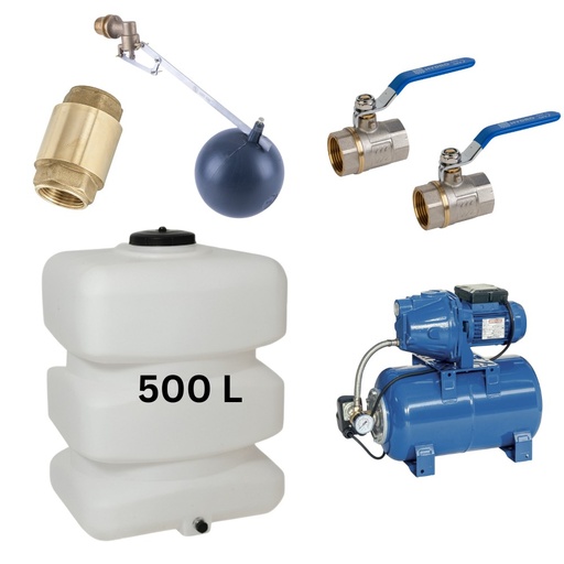 [07.359.178] Kit „Drinking water 500L“ with water tank Mavil (white, rectangular) and hydrophore pump Speroni
